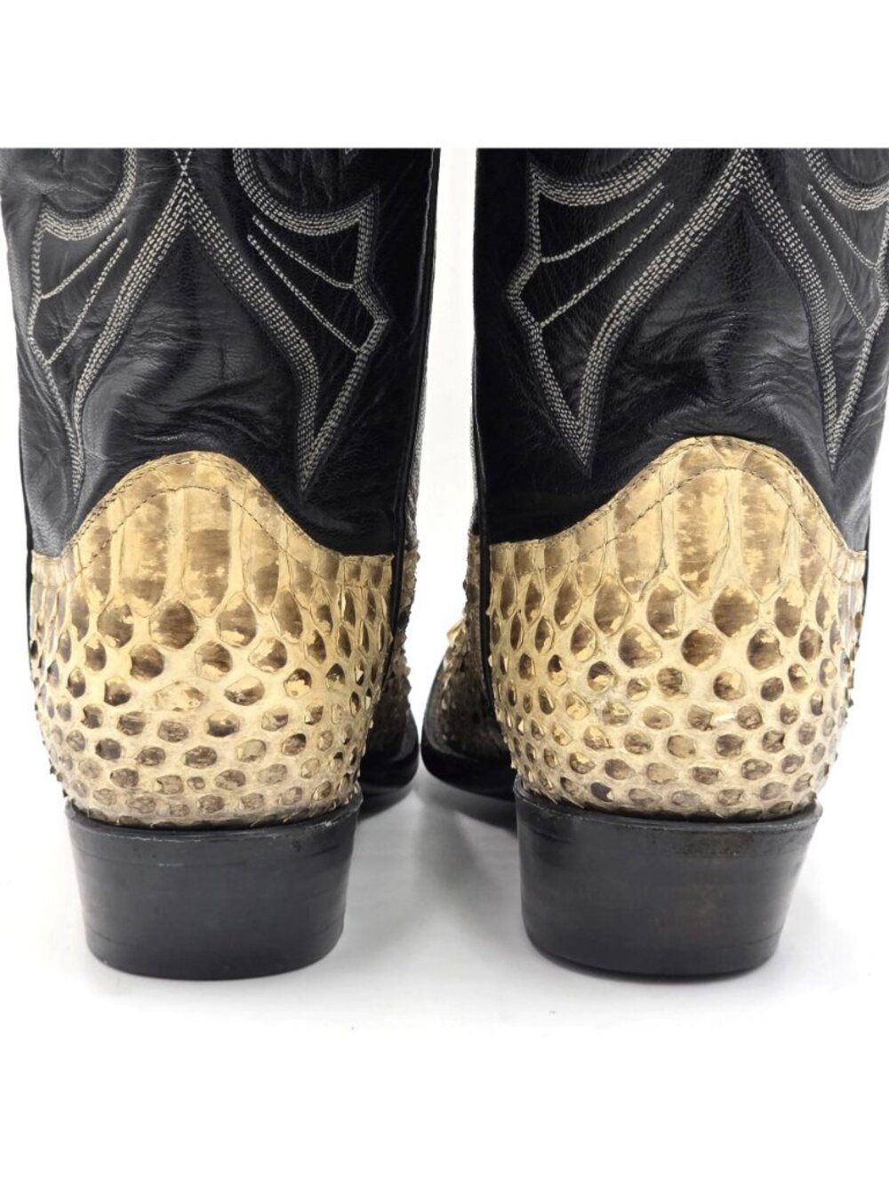 MINT - Vintage Python Mens 11D Natural Snakeskin Cowboy Boots Remington Exotic - Picture 14 of 16